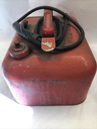 Vintage Antique 3 - Gallon Outboard Boat Motor Red Metal Fuel Gas Tank Marine Old 3