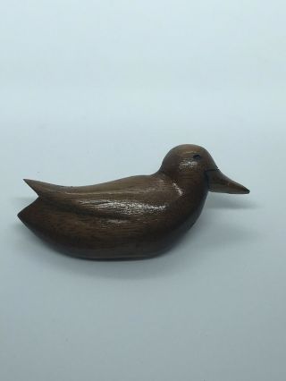 Vintage Folk Art Hand Carved Wooden Duck Brooch