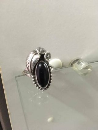 Vintage Native American Sterling Silver Onyx Ring Size 7