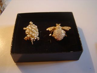 Joan Rivers Jewelry Pin Watch Bumble Bee Turtle Pave Crystal Rhinestones Vintage