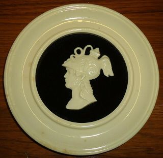Vintage Pair Porcelain Classical Greek Roman Warrior Gladiator Cameo Wall Plaque 3