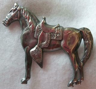 Vintage Sterling Silver Horse Equestrian Animal Pin Brooch