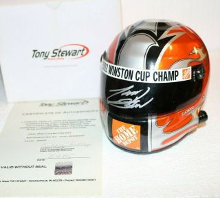 Tony Stewart Nascar Signed Home Depot Mini Helmet W/ Box Winston Cup Champ