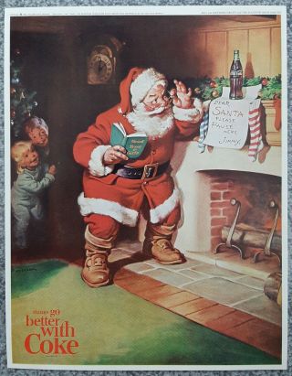 Vintage 1963 Coca Cola Coke Santa Christmas Advertisement
