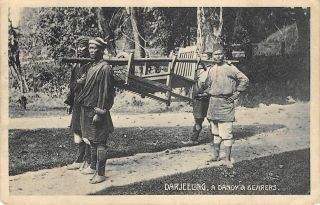 Darjeeling A Dandy & Bearers,  West Bengal,  India Ca 1910s Vintage Postcard