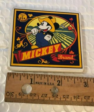 Vintage Disney Ceramic Magnet - Mickey Brand - Farmer - 3 " X 2.  5 "