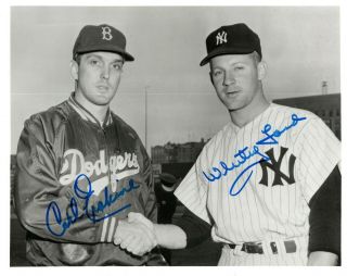 Whitey Ford & Carl Erskine Signed Autographed 8 X 10 Photo Yankees
