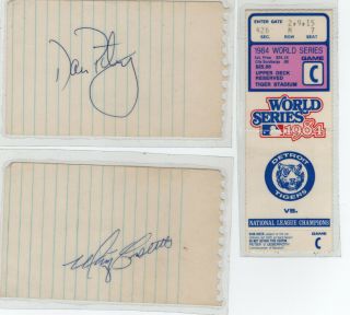 1984 Detroit Tigers Game 5 World Series Ticket Stub W/ Petry & Castillo Autos