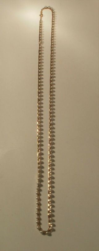 Vintage Gold Tone Napier Faux Pearl Necklace - 30 " Long