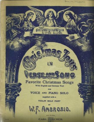Vintage Christmas Joys German Piano Music Early English Silent Night Lyrics 1908