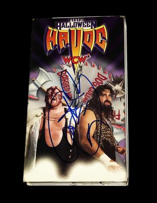 Wwe Wcw Halloween Havoc 1993 Vhs Tape Signed By Cactus Jack Stone Cold & Goldust