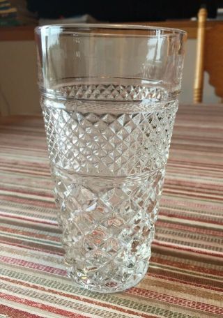 Vintage Wexford Diamond Pattern Glass Tumbler Ice Tea Water Glass 6 1/4” Tall