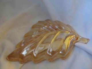 Vintage Marigold Carnival Glass Leaf Shape Trinket Candy Dish 2