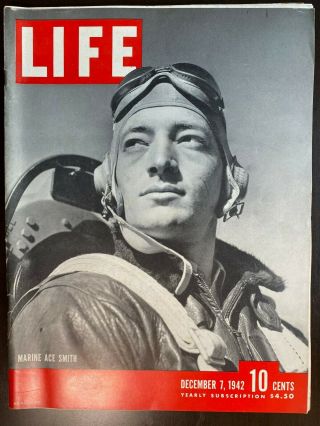 Vintage Life Magazines - December 7,  1942 - Marine Ace Smith