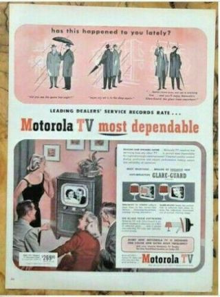 Motorola Tv Television Ad 1951 Orignl Vintage Home Decor 1950s Print Art Retro