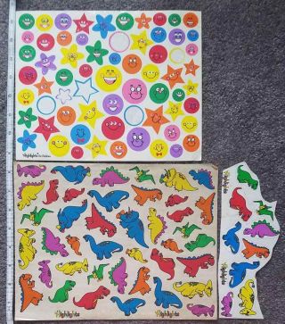 Highlights For Children Vintage Sticker Sheets Smiley Star Dinosaurs