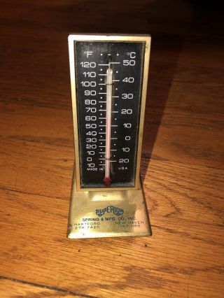 Vintage Mercury Temperature Desk Top 2”x4” Spring Mfg Co Hartford Haven