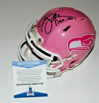 Jim Zorn Signed (seattle Seahawks) Pink Mini Football Helmet Beckett V77950