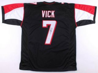 Michael Vick Atlanta Falcons Signed Black Custom Jersey Jsa Witness