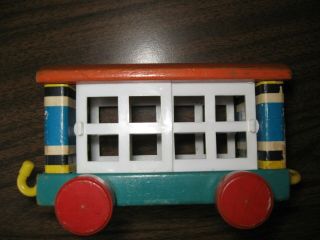 Vintage Fisher Price Huffy Puffy Wooden Train Animal Car