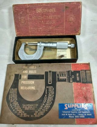 Vintage The L.  S.  Starrett Co.  No.  230 Outside Micrometer Caliper & Box