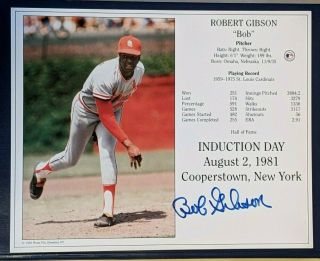 Bob Gibson Autograph Hof Induction Stats 8x10 Cardinals Auto Signed (s/h)