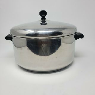 Vintage Farberware Stainless Steel Aluminum Clad 6 Qt Stock Pot W/ Lid Usa Made