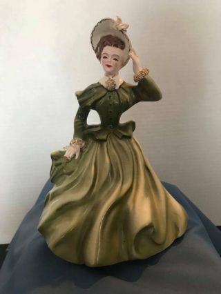 Vintage Jeanette Figurine Florence Ceramics Pasadena,  Green Dress