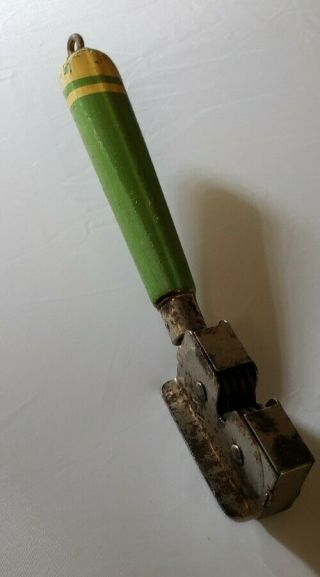 Vintage Green Wooden Handle Knife Sharpener