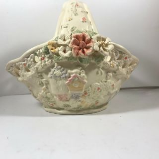 Vintage Porcelain Wedding Flower Girl Basket Flower Basket