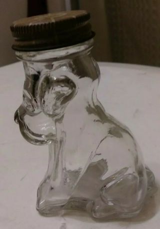 Vintage Dog Shaped Glass Bottle With Metal Lid