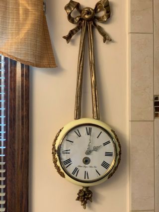 French - Henri Lagin,  Fils Et Cie - Ormolu Vintage Cream Colored Wall Clock