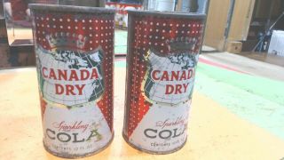 2 - Vintage - Canada Dry - Soda - 12oz Straight Steel Can - Flat - Top - Cola