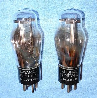 2 Matched National Union Type 30 Radio Vacuum Tubes - 1940 ' s Vintage Triodes 2