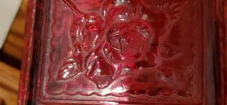 Vintage Red Rose Cut Crystal Glass Trinket Box.  With Clear Cut Glass Box.