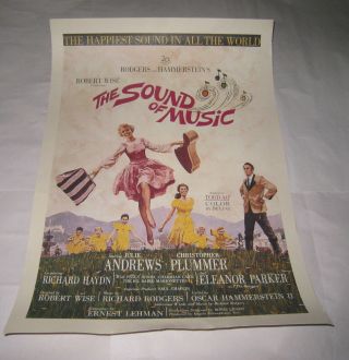 Vtg Poster Print The Sound Of Music The Happiest Sound In All The World 14 X 20 "
