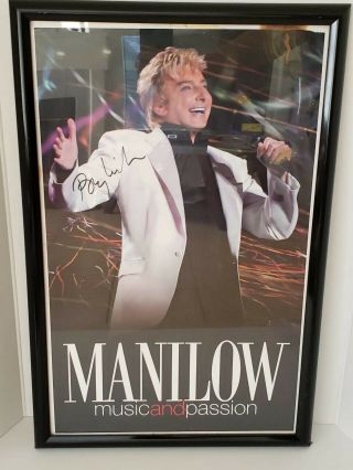 Vtg Barry Manilow " Music And Passion " Framed Poster Autographed Signed 23x15