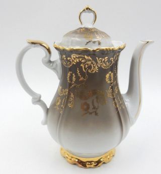 Vintage Eberthal Edelstein 650 7 Gold And Brown Floral Small Porcelain Teapot