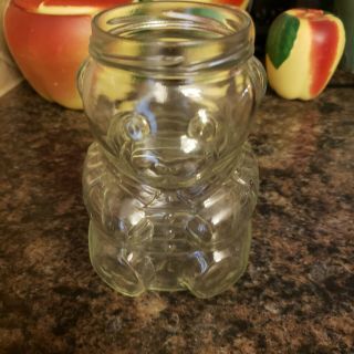 Vintage Glass Skippy Peanut Butter Teddy Bear Jar 48 Oz honey pot 1988 figural 3
