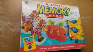 Vintage 1996 Memory Game By Milton Bradley,  Tray,  Box,  99 Complete