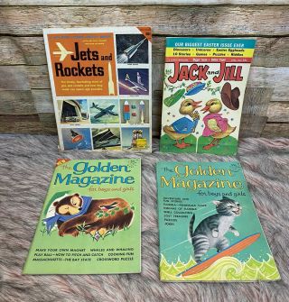 4 Issues Vintage Children’s Magazines - 1960’s - Jack&jill,  Jets & Rockets,  Golden