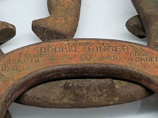 Set Of 4 Vintage,  Diamond Duluth Double Ringer Pitching Horse Shoes 2.  5 Lbs