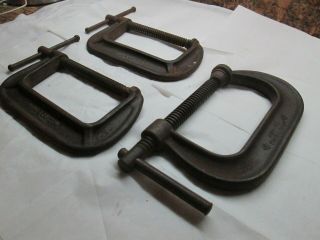 Vintage Armstrong No.  404 And 2 - Brinks & Cotton No.  145 - 5 " C - Clamps (made In Usa)