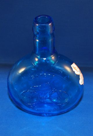 Blue Vintage Round Bicycle Bottle South Jersey Glass Clevenger Bros.