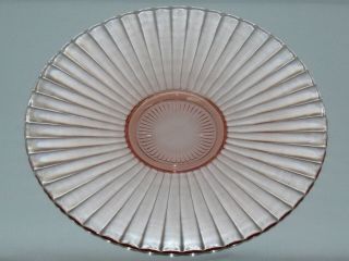 Vintage 13 1/2 " Art Deco Pink Depression Glass Serving Tray Platter