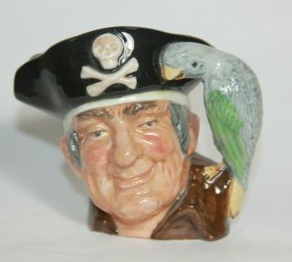 Vtg Royal Doulton Pirate Long John Silver Toby Mug D6386 1951 - Pirate & Parrot