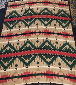 Vintage Crown Crafts Throw Blanket Southwest Print 5’x4’ Tribal Indian Made Usa