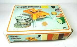 Mouli - Julienne 445 Vintage 5 Disc Grater Shredder Slicer Kitchen Tool Plus Box