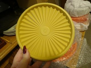 Vintage Gold Tupperware Servalier Replacement Lid 808 - 7 Round 6.  5 "