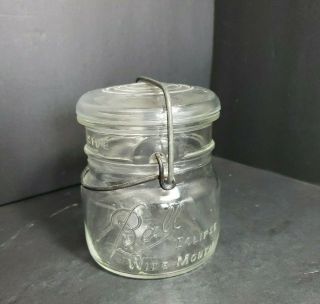 Vintage Ball Eclipse Wide Mouth Jar Pint Glass Lid Wire Bail Closure 10
